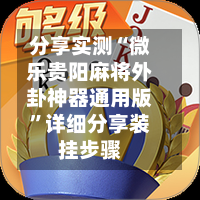 分享实测“微乐贵阳麻将外卦神器通用版	”详细分享装挂步骤-第2张图片