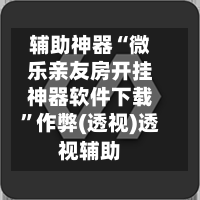 辅助神器“微乐亲友房开挂神器软件下载”作弊(透视)透视辅助-第2张图片