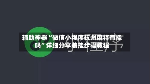 辅助神器“微信小程序杭州麻将有挂吗”详细分享装挂步骤教程-第2张图片