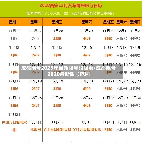 成都限号2023年最新限号时间表/成都限号2020最新限号范围