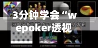 3分钟学会“wepoker透视开挂教程最新版”(辅助神器)开挂详细教程-第3张图片