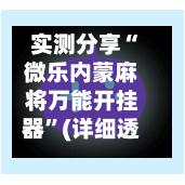 实测分享“微乐内蒙麻将万能开挂器	”(详细透视教程)-第2张图片