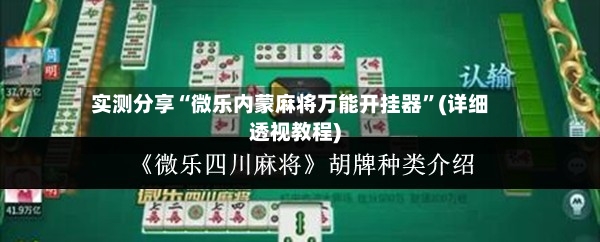 实测分享“微乐内蒙麻将万能开挂器”(详细透视教程)-第3张图片