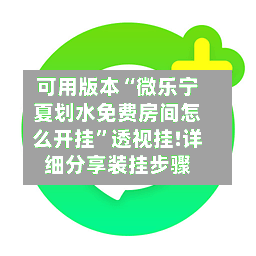 可用版本“微乐宁夏划水免费房间怎么开挂”透视挂!详细分享装挂步骤-第3张图片