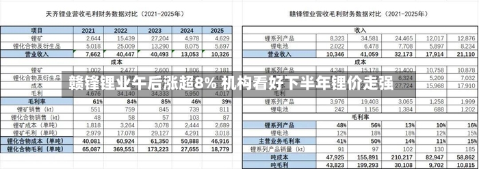 赣锋锂业午后涨超8% 机构看好下半年锂价走强
