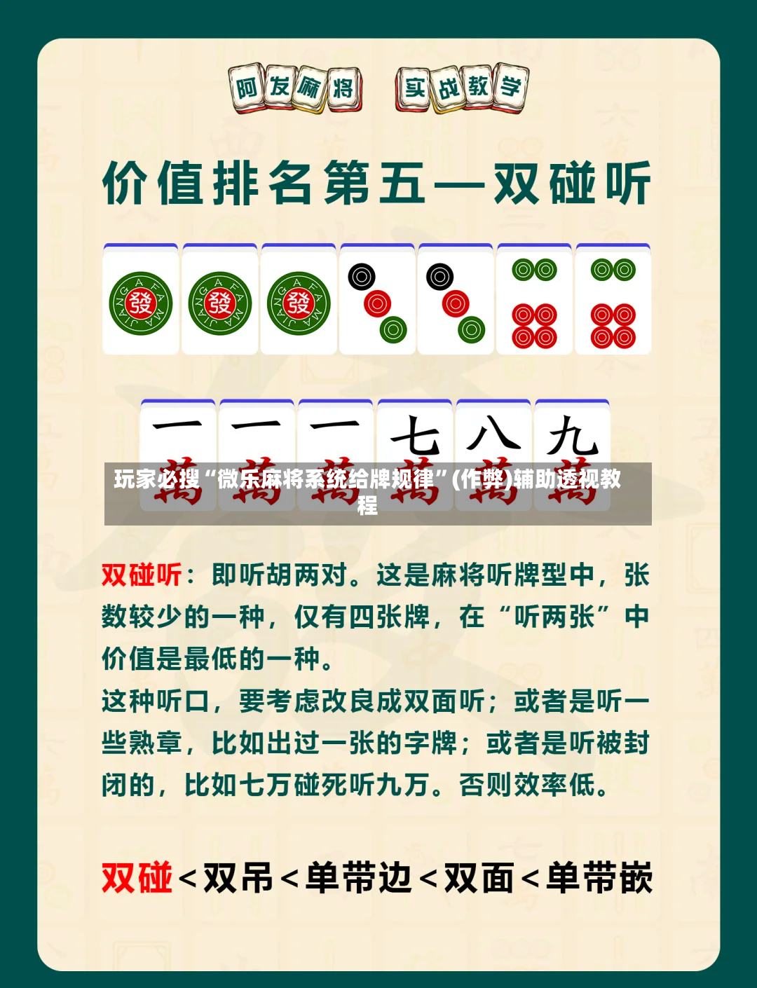 玩家必搜“微乐麻将系统给牌规律”(作弊)辅助透视教程-第2张图片