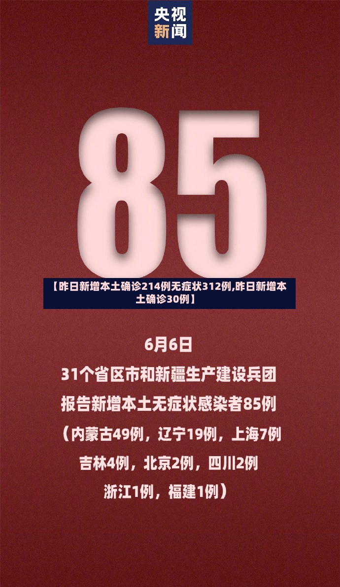 【昨日新增本土确诊214例无症状312例,昨日新增本土确诊30例】