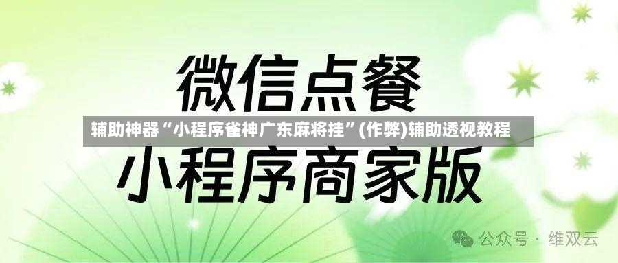 辅助神器“小程序雀神广东麻将挂”(作弊)辅助透视教程