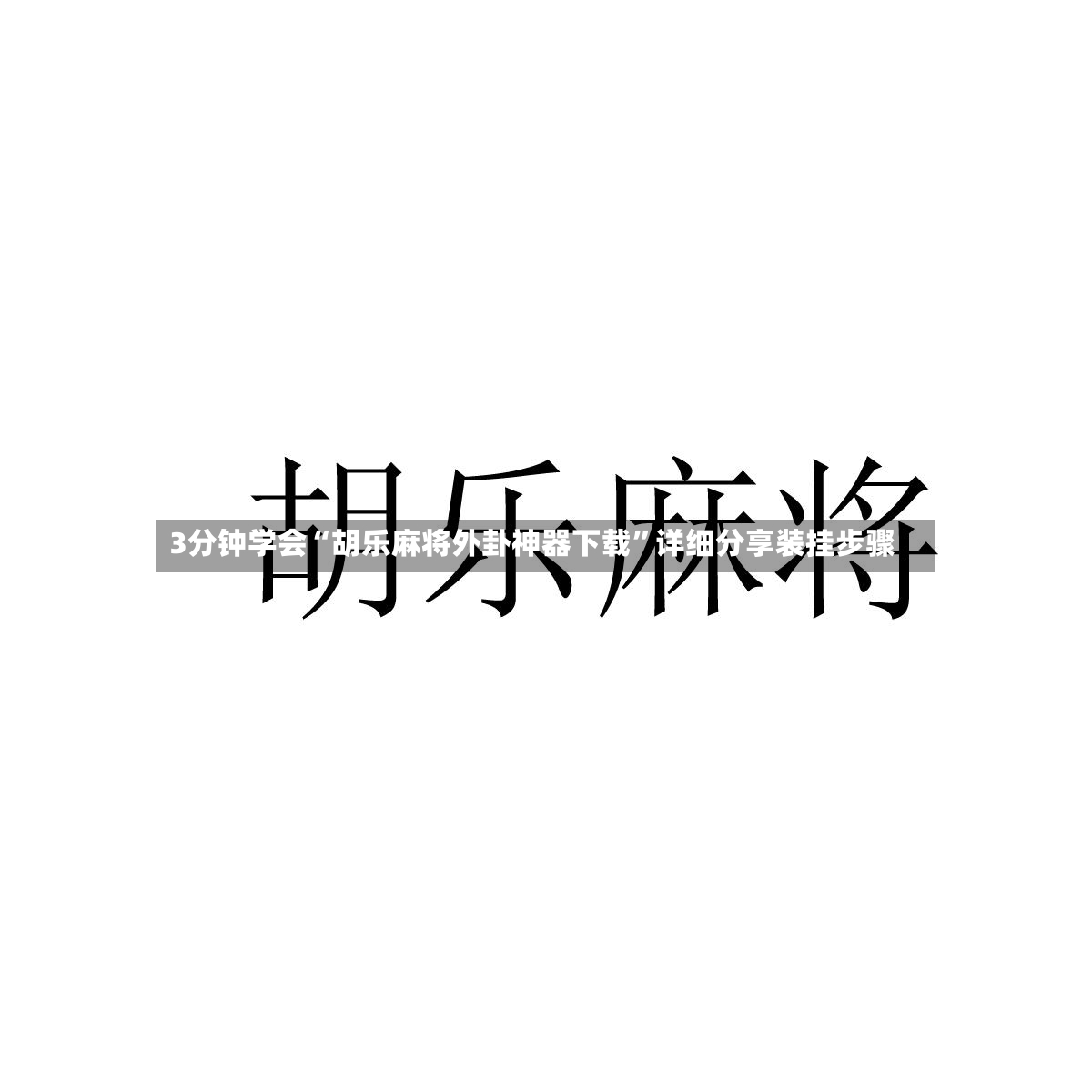 3分钟学会“胡乐麻将外卦神器下载”详细分享装挂步骤-第3张图片