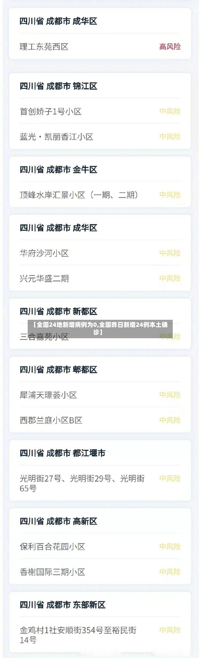 【全国24地新增病例为0,全国昨日新增24例本土确诊】-第3张图片
