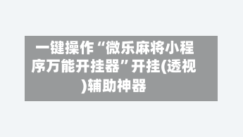 一键操作“微乐麻将小程序万能开挂器”开挂(透视)辅助神器-第3张图片