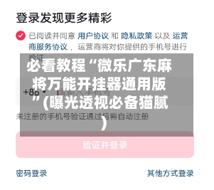 必看教程“微乐广东麻将万能开挂器通用版”(曝光透视必备猫腻)-第3张图片