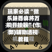 玩家必读“微乐陕西麻将万能开挂器	”(作弊)辅助透视教程-第2张图片
