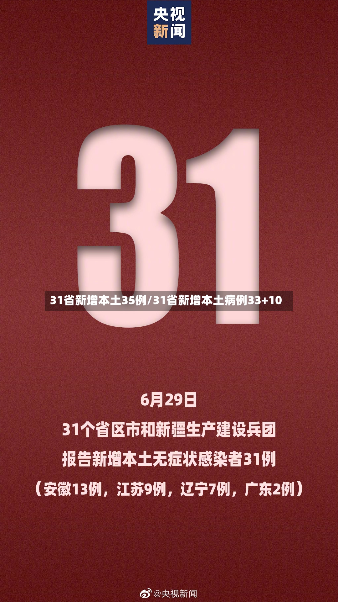 31省新增本土35例/31省新增本土病例33+10