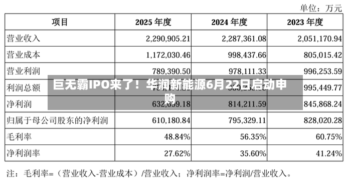 巨无霸IPO来了！华润新能源6月22日启动申购