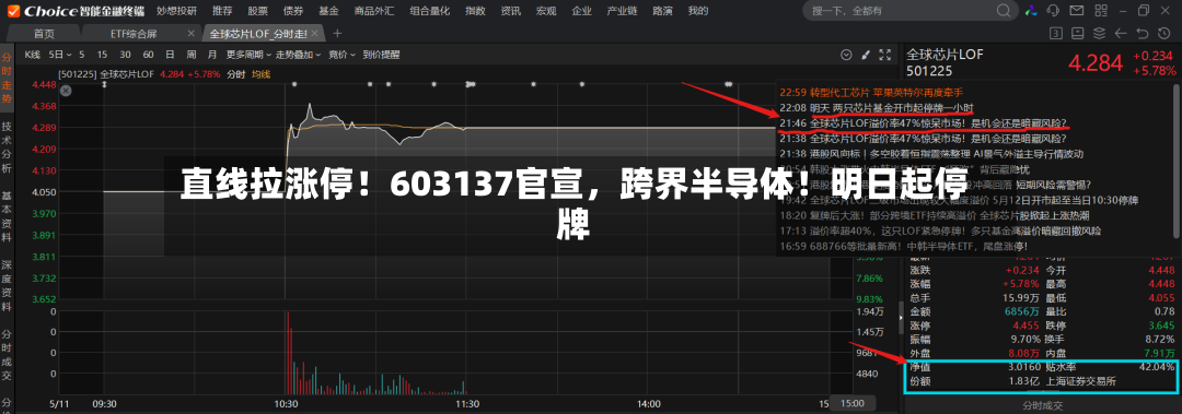 直线拉涨停！603137官宣，跨界半导体！明日起停牌