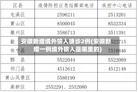 安徽新增境外输入确诊2例(安徽新增一例境外输入是哪里的)