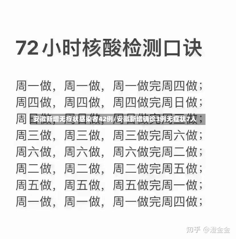 安徽新增无症状感染者42例/安徽新增确诊3例无症状7人