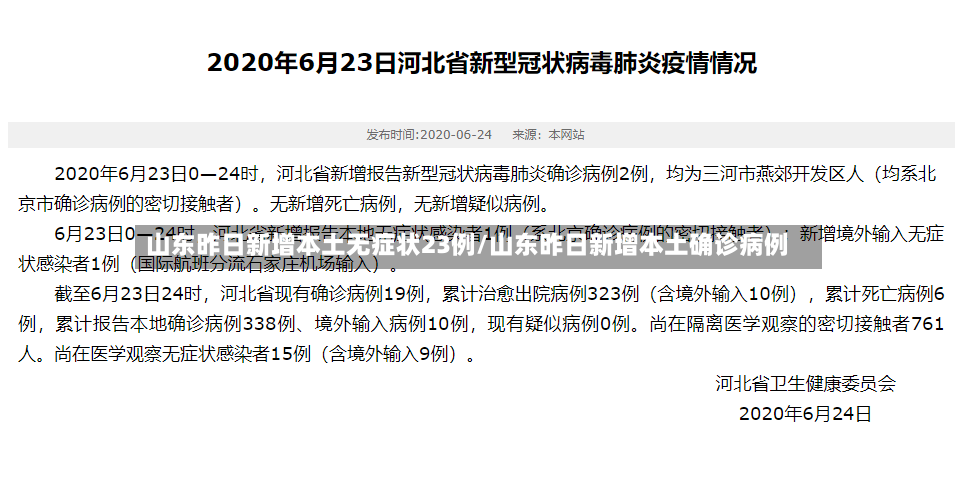 山东昨日新增本土无症状23例/山东昨日新增本土确诊病例