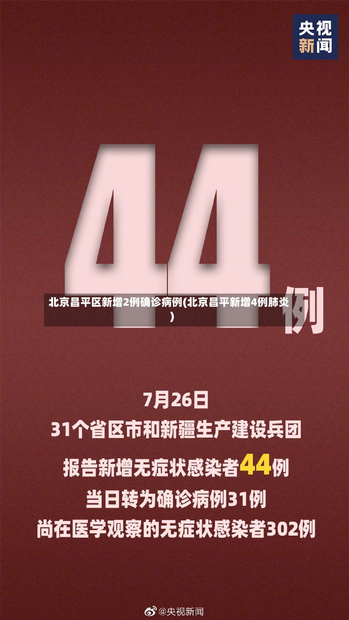 北京昌平区新增2例确诊病例(北京昌平新增4例肺炎)