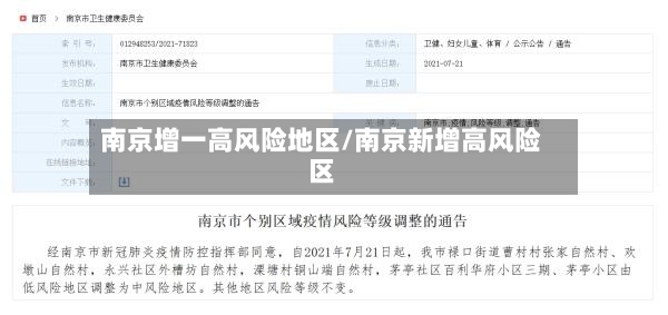 南京增一高风险地区/南京新增高风险区