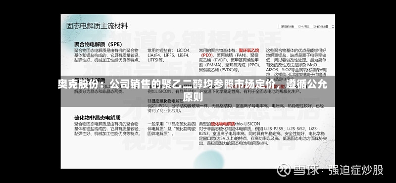奥克股份：公司销售的聚乙二醇均参照市场定价，遵循公允原则