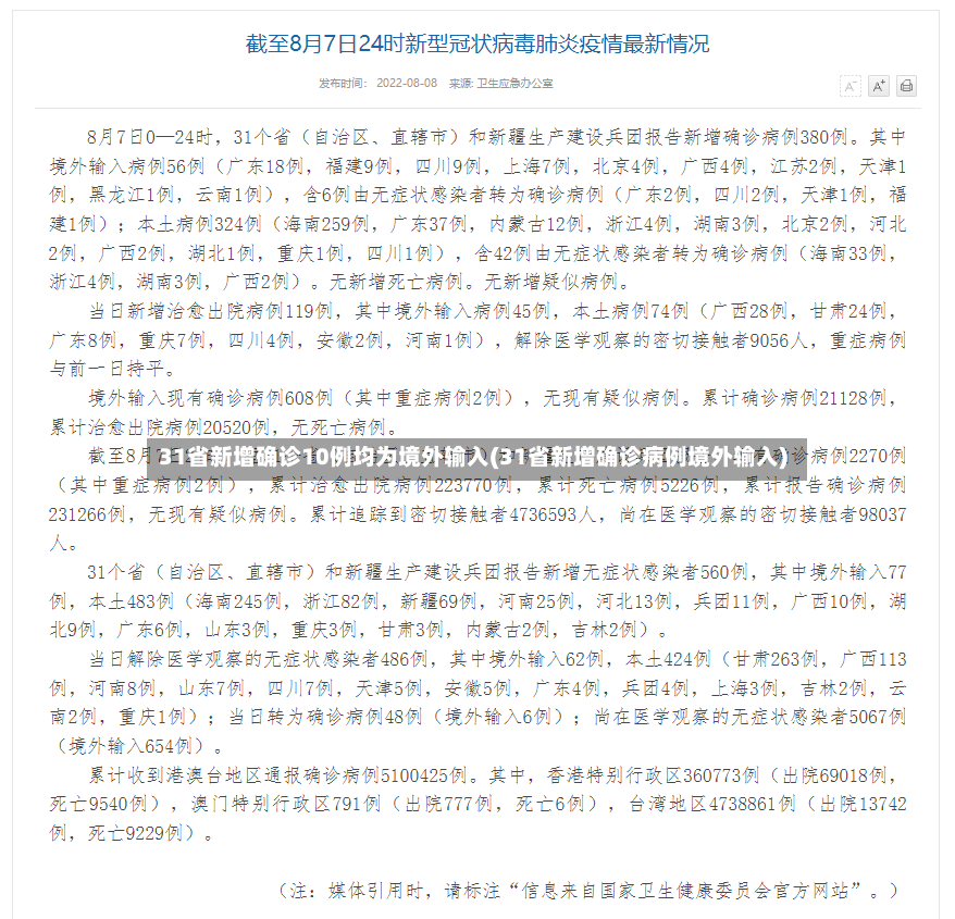 31省新增确诊10例均为境外输入(31省新增确诊病例境外输入)-第3张图片