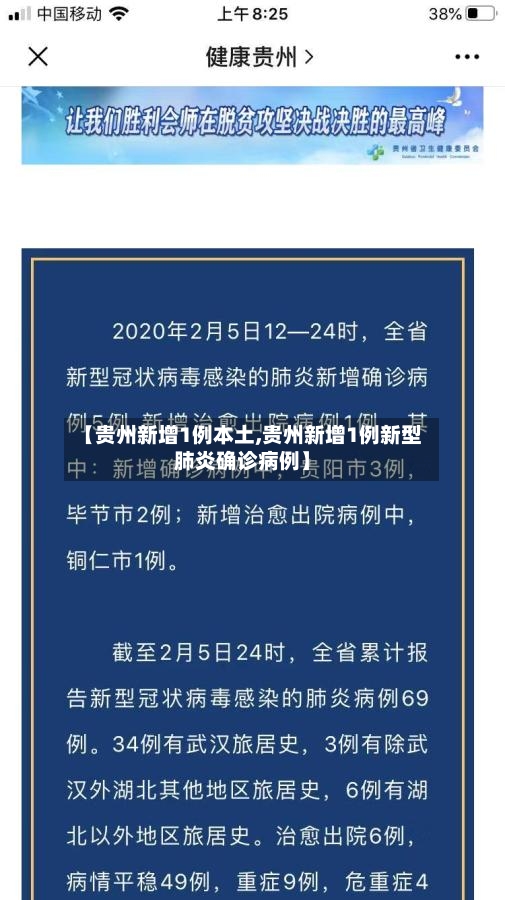 【贵州新增1例本土,贵州新增1例新型肺炎确诊病例】