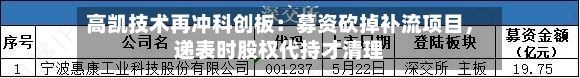 高凯技术再冲科创板：募资砍掉补流项目，递表时股权代持才清理-第2张图片