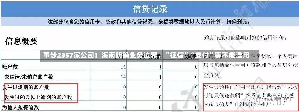 事涉2357家公司！海南明确业务边界，“征信	”“支付”等不能滥用-第3张图片