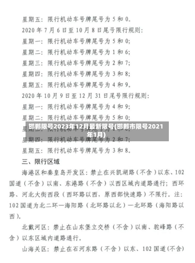 邯郸限号2023年12月最新限号(邯郸市限号2021年1月)-第2张图片